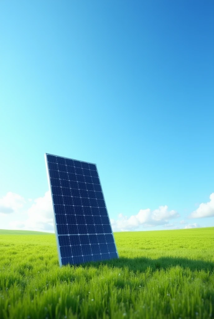 I want a solar panel on grass and a clear sky

It's perfect but can you make that panel little bigger 