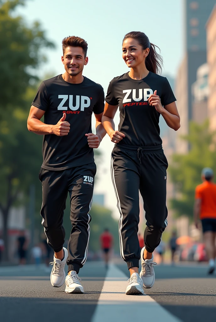 Joggers with the word zup