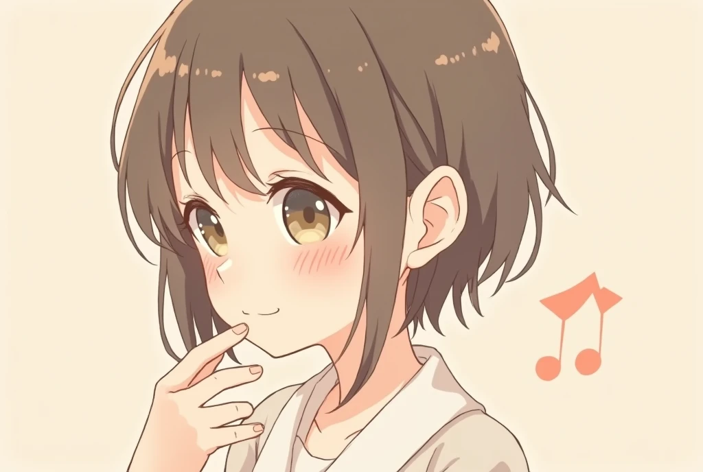 Girl listening quietly,Cartoon,可爱Cartoon,可爱Cartoon风格,maternal love,Cute illustration,Clean anime art,Simple background