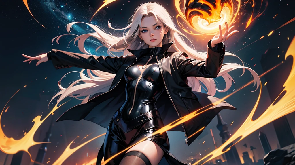 beautiful woman, angelical, in a fourth dimension, out of the Matrix, inimaginavel, seamless, powerful, emanating magma, floating obsidian, (4K), uhd, ultra detaild