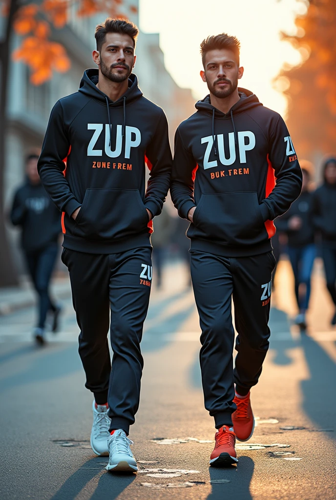 Joggers with the word zup