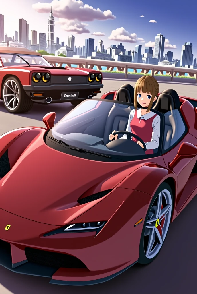 Nanako-san in Ferrari