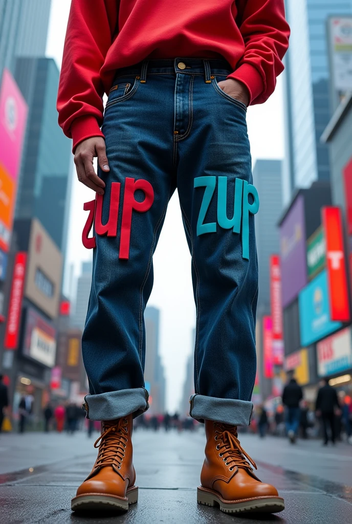 Trousers with cuffs with the word zup