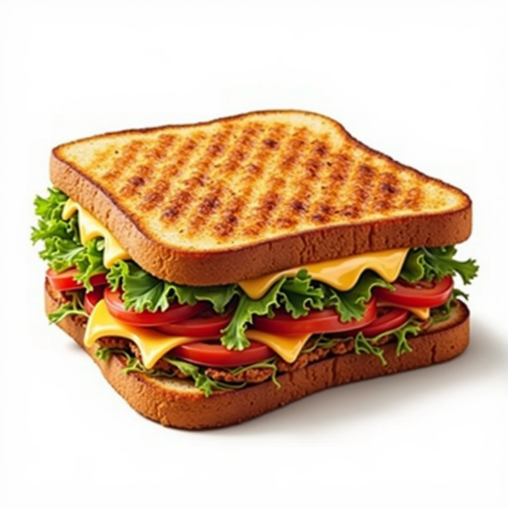 A large sandwich,Grilled Sandwich,tasty,real picture,tasty,White background