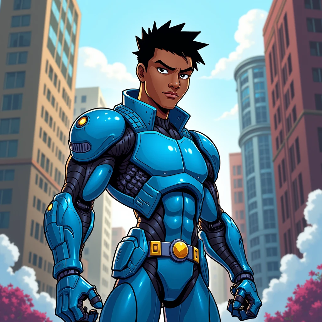 Cartoon, syborg, teen titans, black man, blue