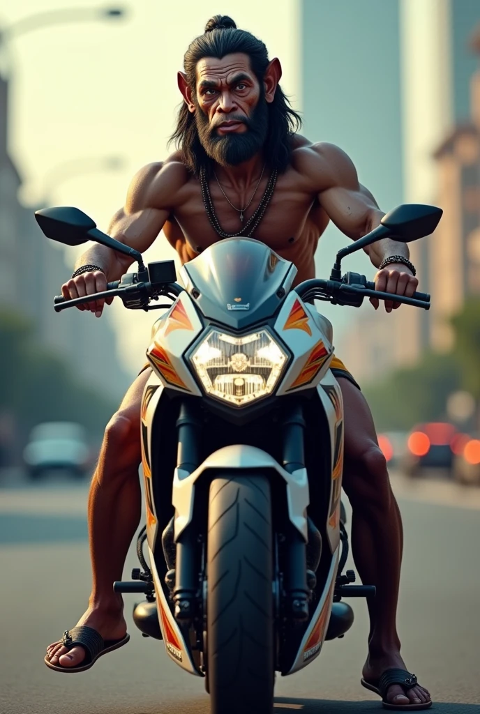 Hanuman ji seating on bike


