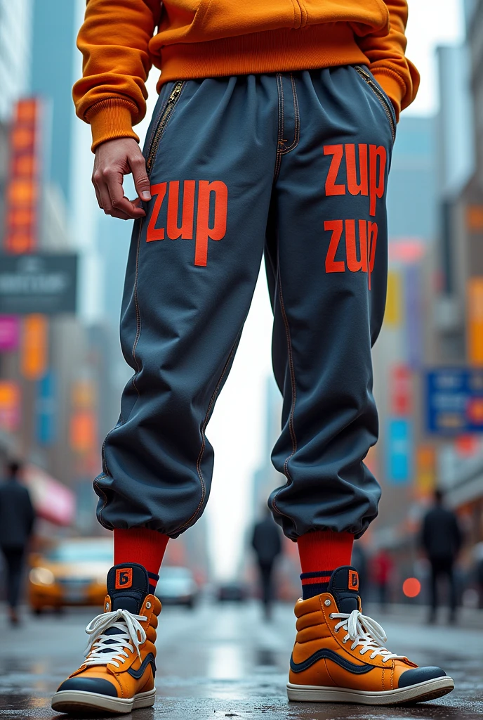 Trousers with cuffs with the word zup