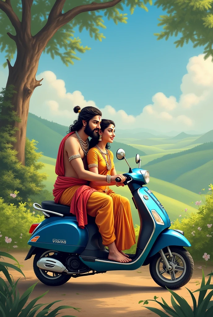 Ram and Sita ji seating on activa