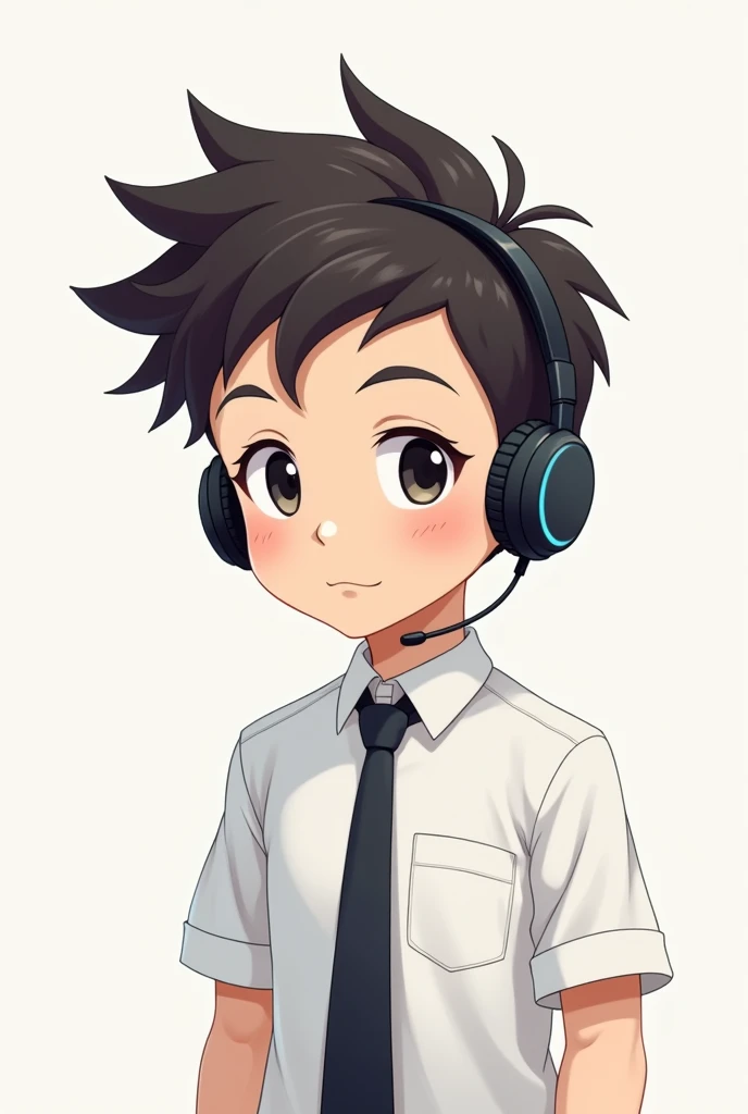 Logo A handsome anime boy headphone and white shirt and tie
