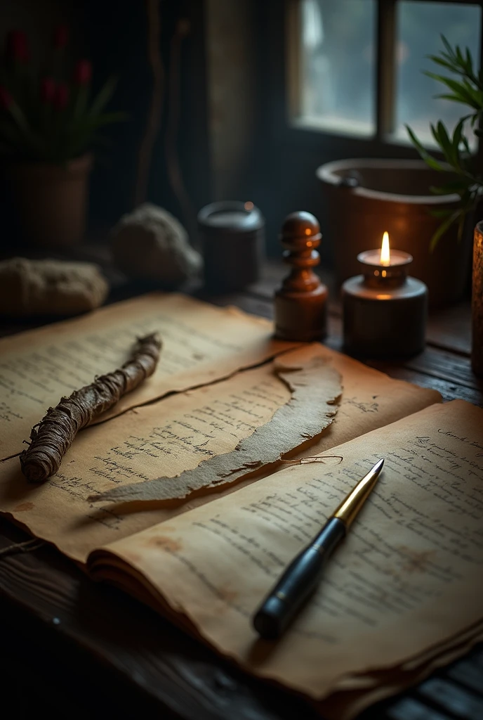 Blurry old documents and quills