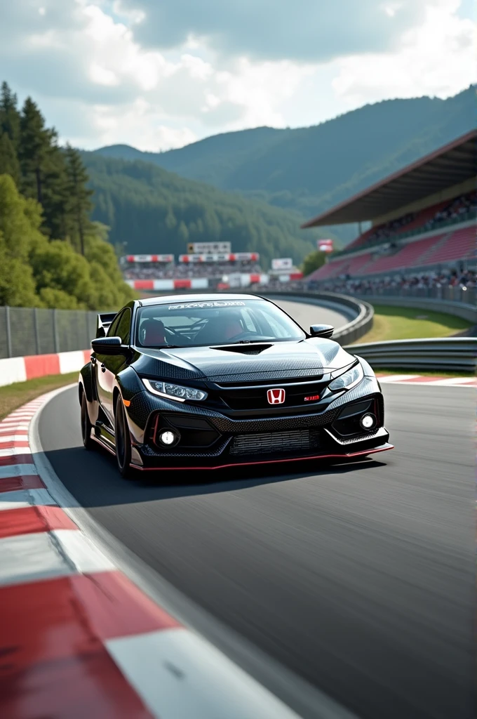 Carbon fiber Honda civic type r in racetrack 