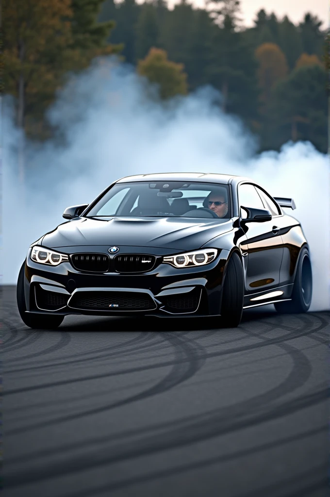 Bmw m4 competition black colour drifting