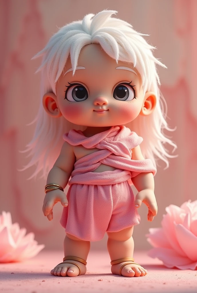 kratos with a cute shy smile and in pink outfit.