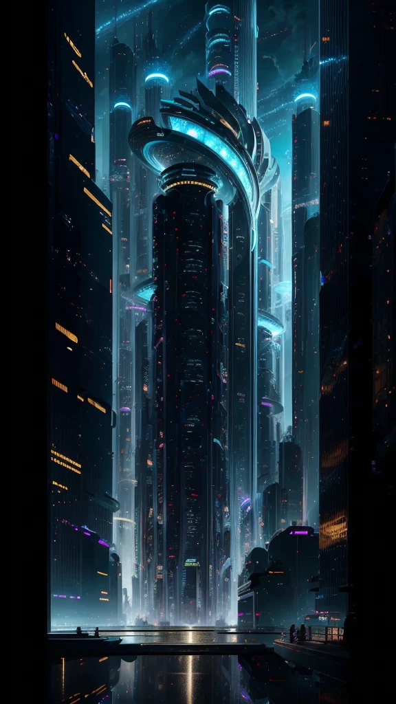 Future City、masterpiece, Highest quality, Attention to detail, High resolution, metallic、spiral、