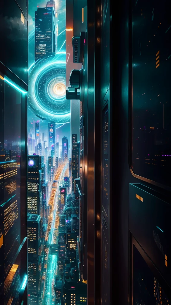 Future City、masterpiece, Highest quality, Attention to detail, High resolution, metallic、spiral、