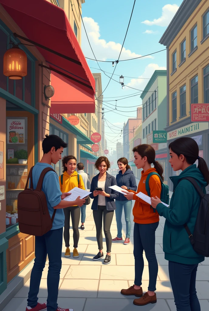 Students do assessments of shops and restaurants.