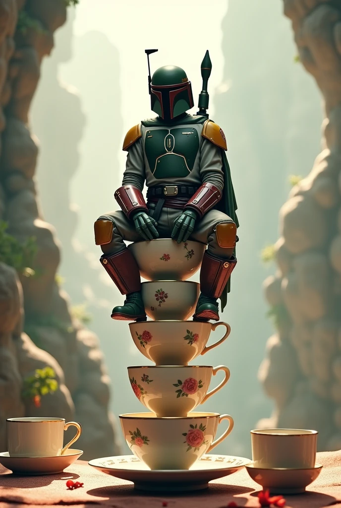 tea cupsに乗るボバフェット、Star Wars、movie、Mandaean、