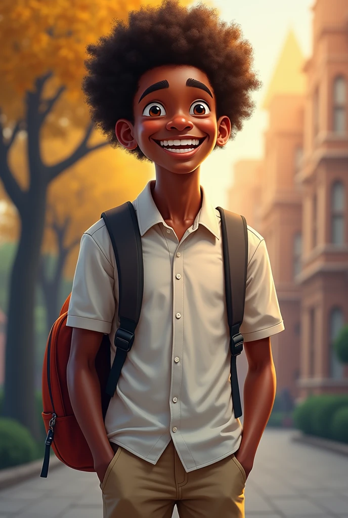 Un jeune étudiant afro heureux