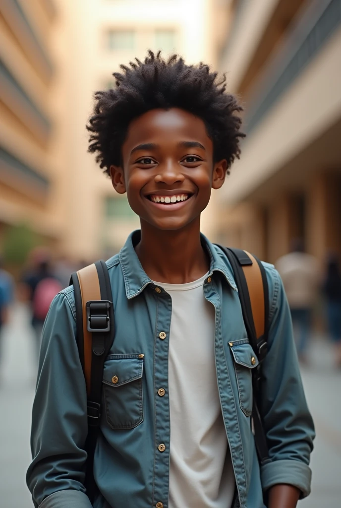 Un jeune étudiant afro heureux 