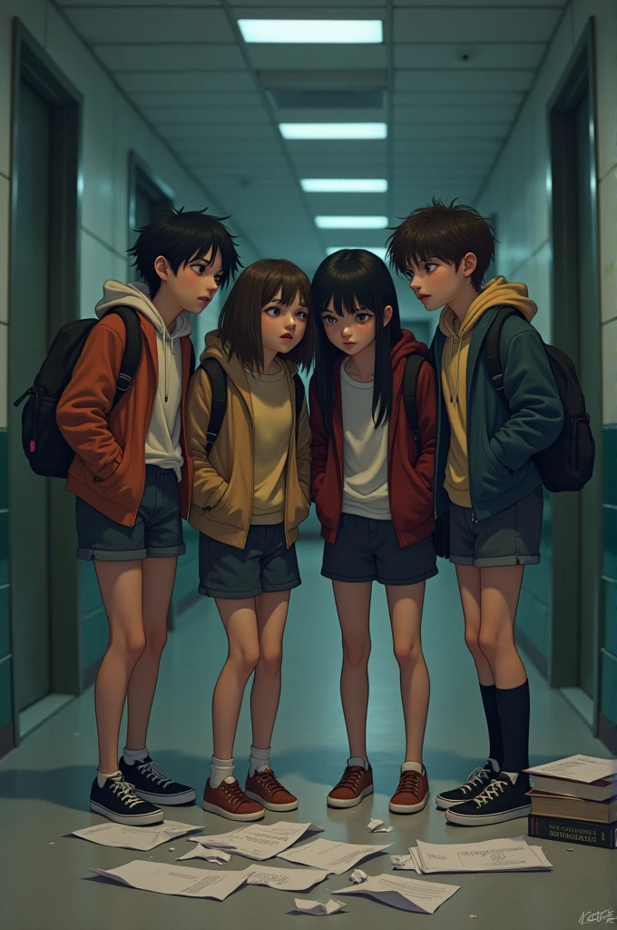 Four friend unhappy school