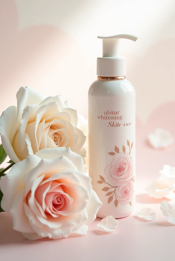 Cute Whitening Lotion packaging with roses 