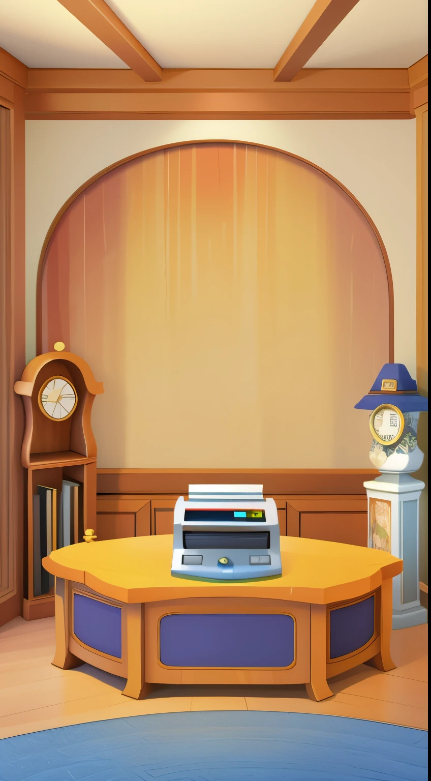 (masterpiece), (best quality), (Extremely detailed),A scene，Game scene，office，table，carpet，bell，wall，table，Exquisite，Textured repeating wallpaper，Exquisite，European and American style，Hard Surface，simple，Cash registers，桌上有Cash registers，Reasonable，detail，meticulous，Perfect，Perfect的光影，Illustration style，Use bright colors，With realistic proportions and textures，Hand Painted, Full of energy, Movie Lighting, masterpiece, 8K