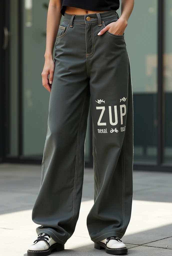 Wide trousers with cuffs with the initials ZUP