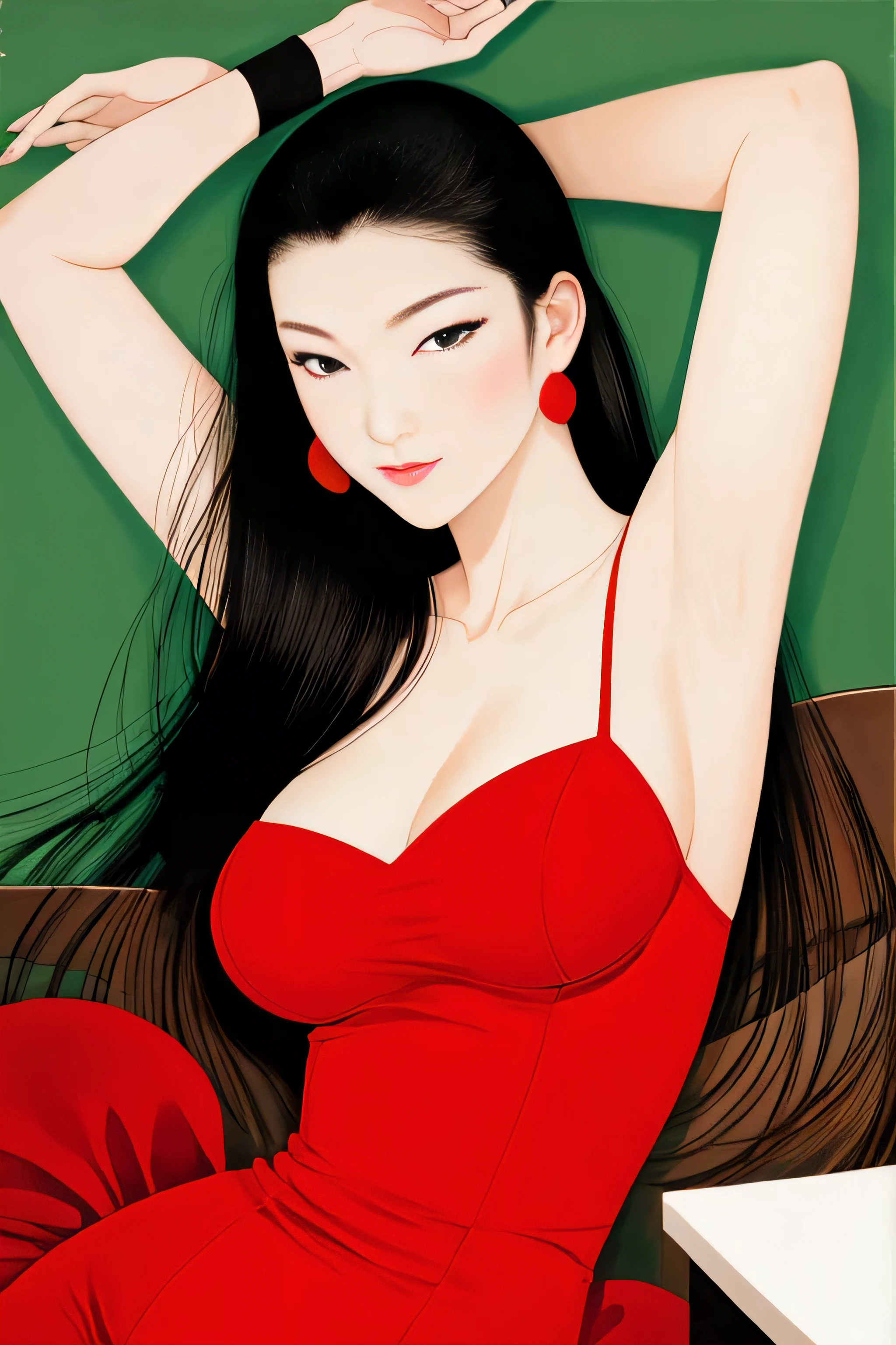 One Girl, vector art, Flat Color, Pop Art,  Bobcut, whole body, Lofi Color, (hyper), (Tabletop,最high quality:1.5)、 Amazing details, Anatomically correct, woman、Black Hair、whole body、sexly、Passionate、Stretch your legs、(Thighs)、(Large Breasts)、Plump Style、Look up at the camera、Browsing Caution、whole bodyポートレート, 超美しいsexlyなwoman, Perfectly shaped body, Shapely legs, Beautiful feet, Shooting from below, Buttocks, I can see your butt, Are standing, whole body photos, The symbol of the woman in the center, A well-groomed woman&#39;s body, masterpiece, high quality, Realistic、Completely naked、銅picture、Sculpture、sculpture、picture、naked woman、whole body、All naked、naked、No clothes、No clothes、Shaved、Hairless、Single line、Beautiful cameltoe、Beautiful streaks、Single line crack、Beautiful crevices、A beautiful crack、Beautiful Shaved、BeautifulShaved、Well-Shaved、Beautiful nipples、Beautiful nipples、Shapely nipples、Erect nipples、Are standing nipples、Protruding nipples、Big Breasts、Beautiful breasts、Beautiful breasts、Shapely breasts、Well-shaped breasts、Plump、Plump、Black Hair、Jet black hair、Dark Eyes、Twenty years old、Armpit、Under Armpit、With hands up、((Showing off his armpit))