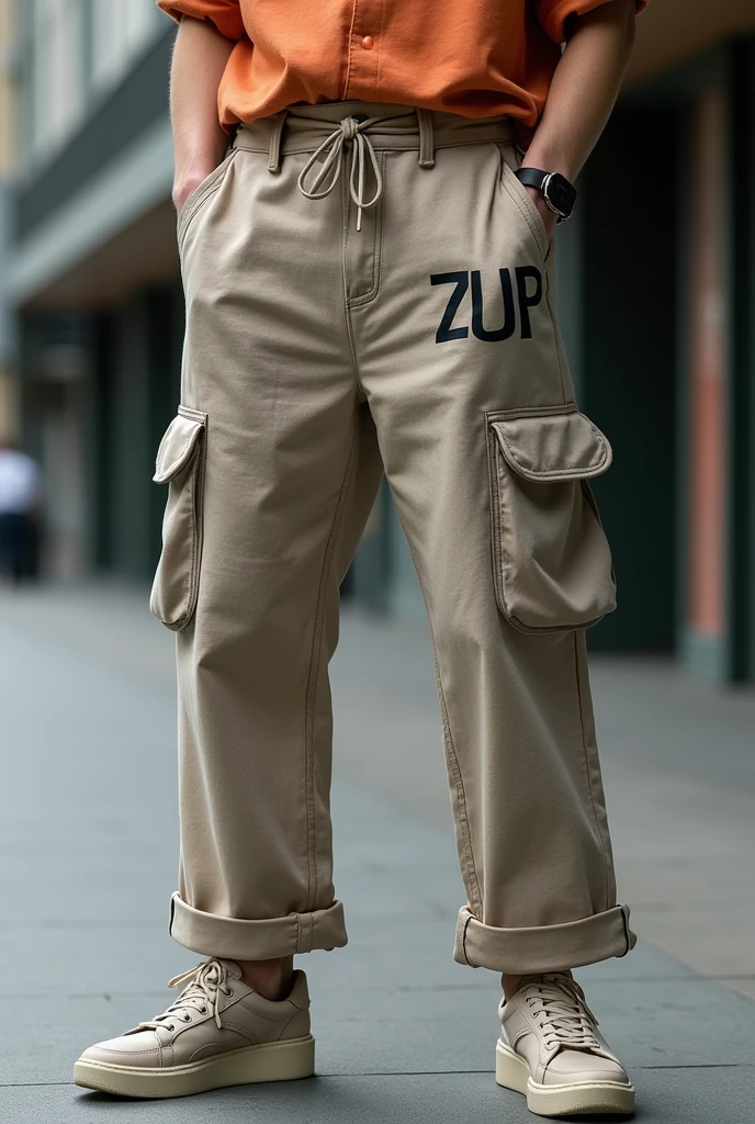 Wide trousers with cuffs with the initials ZUP