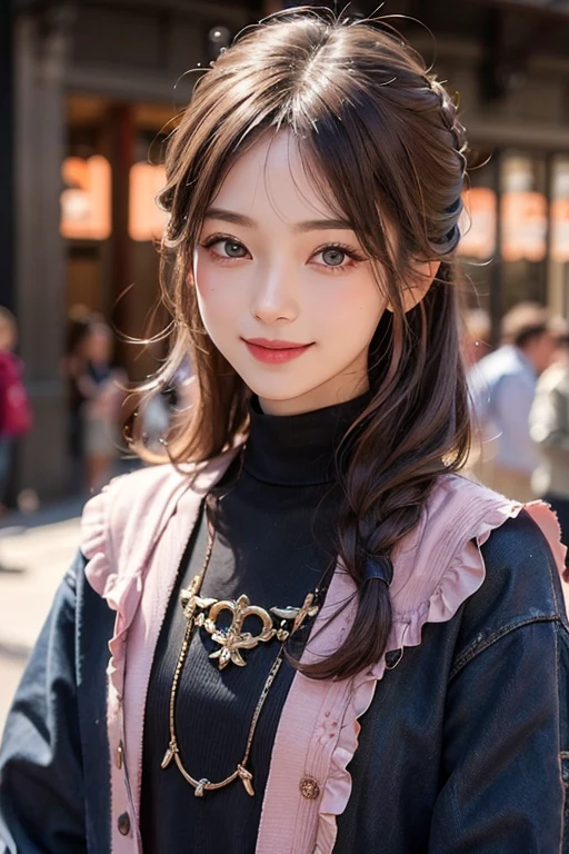 ((Highest quality)), ((masterpiece)), (detailed), One person、Beautiful face、whole body、Real、male子、male、Baggy clothes、smile、modern style、The background looks natural、Lightly pigmented hair、Looking fine、Her hair color is pink.