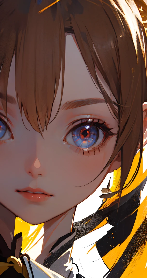 highres, highest quallity, illustration, cinematic light, ultra detailed, detailed face, (detailed eyes), best quality, hyper detailed, masterpiece, 1girl, ((yaoyaodef,)) cute, mature sexy woman, medium hair, bob cut with layers, (detailed face), backlighting, light rays, (high contrast), (colorful),