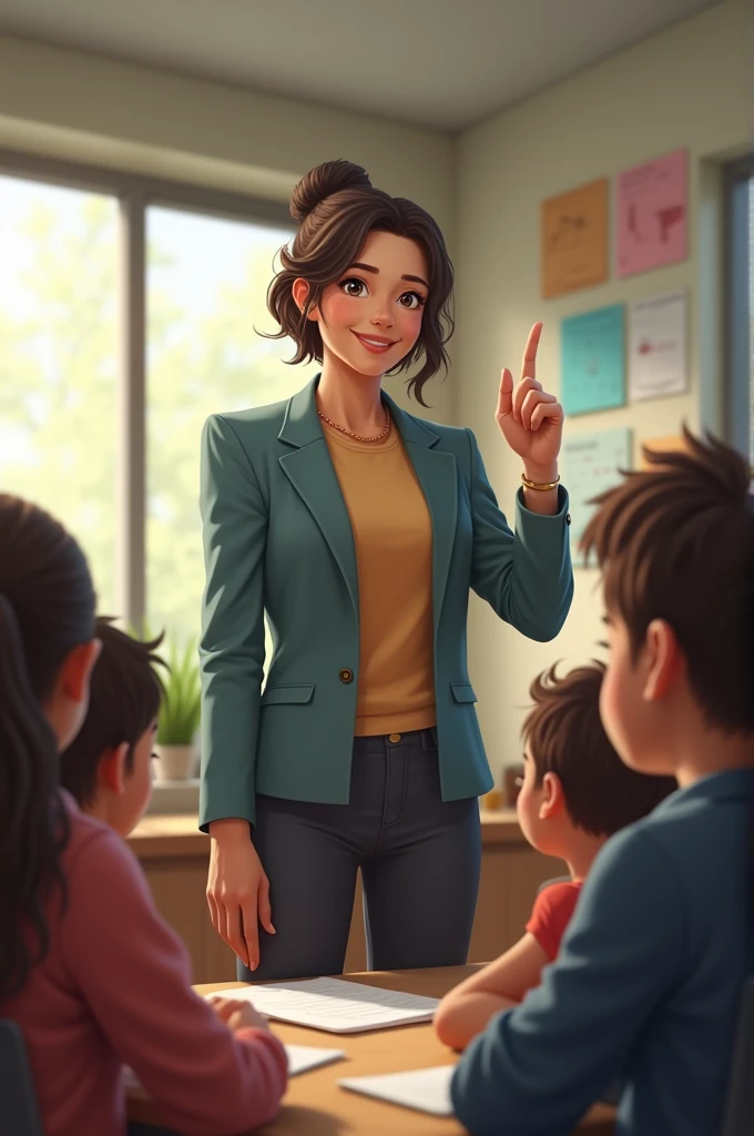 A beautiful teacher teaching our students a student asking a question