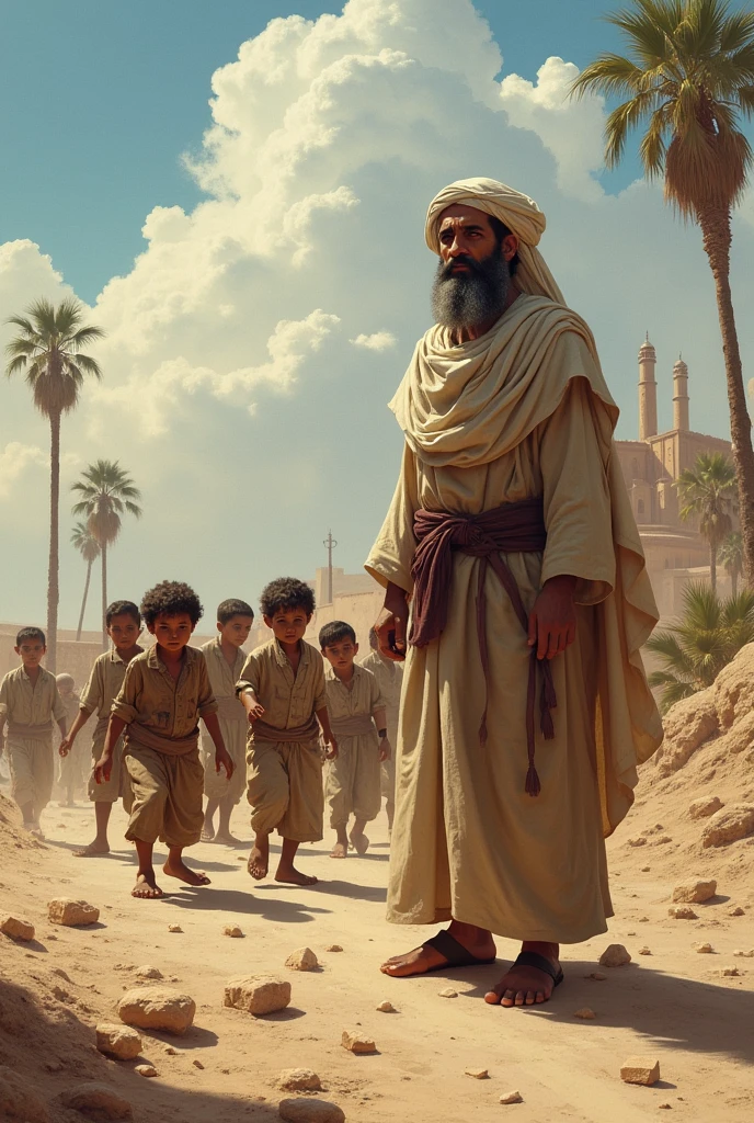 One day, a merchant from Makkah was standing by the roadside. A group of small boys threw bricks at him.
