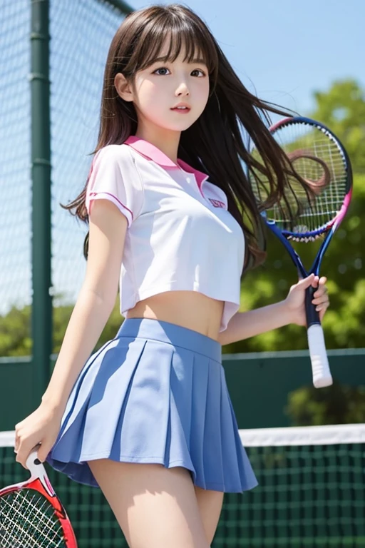 Cute Girls､high school girl､Idol､Tennis Wear､mini skirt､See-through､Fluttering in the wind