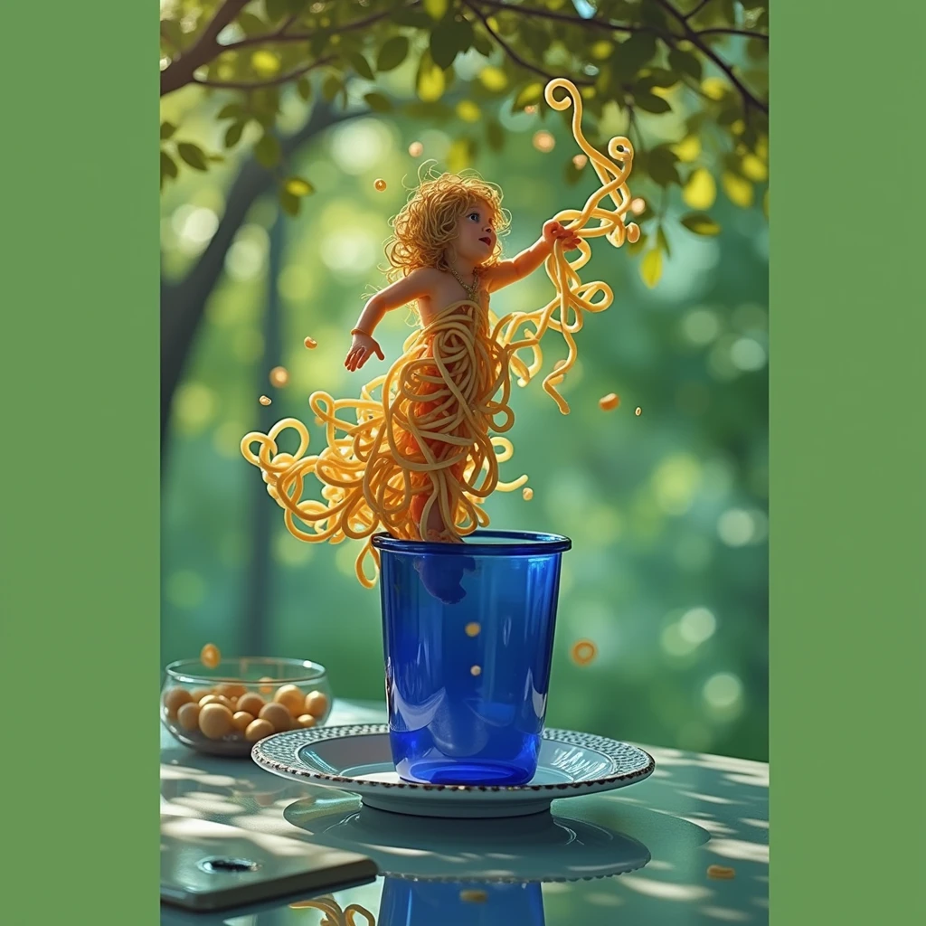 Leonardo Ai Prompt - " A whimsical miniature figure composed of delicately arranged noodles, poised in a carefree dance on the rim of a plate, white shiny plate, set on a table, vibrant kitchen backdrop, where dappled sunlight filters through the canopy above, casting intricate shadows. The overall aesthetic is ethereal, with warm, earthy tones of sienna, umber, infused with hints of emerald and golden light, evoking a sense of wonder and enchantment, as if plucked from a fantastical realm. Luma Labs Ai prompt - " A human like figure made of noodles dancing.

Reply