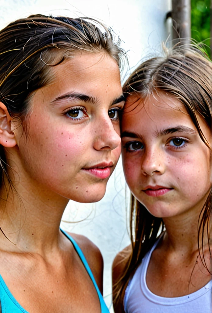 2 fille au corps et au nez luisant