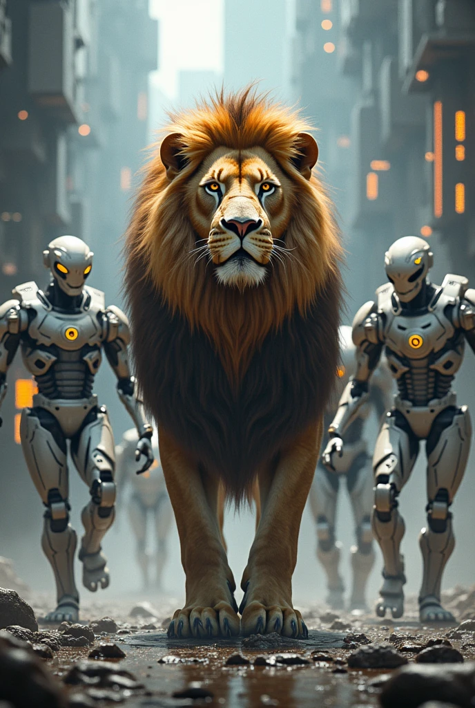 Lion with robots