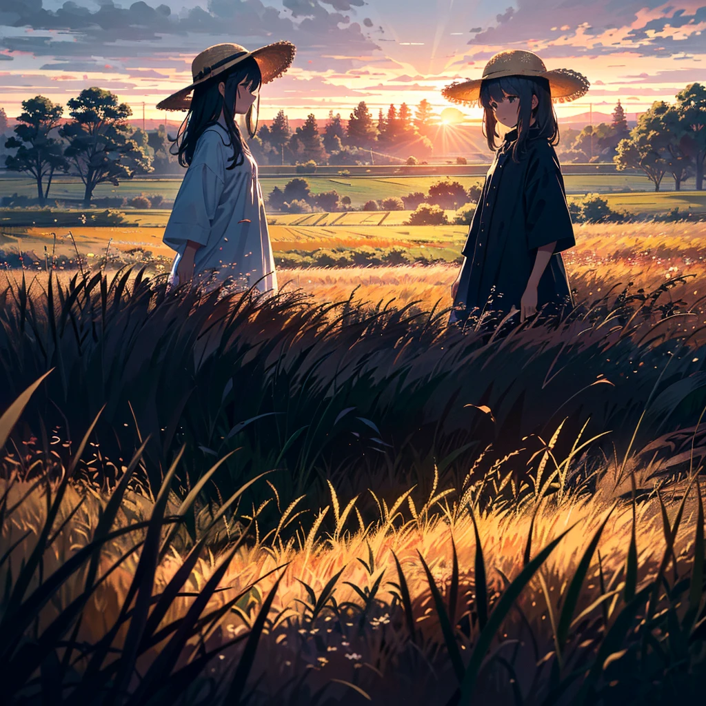 A girl wearing a straw hat stands quietly in a field during sunset. The grasses and flowers in the field are beginning to change, signaling the arrival of autumn. The scene is bathed in soft light with a slightly melancholic atmosphere.
This prompt captures the transition from summer to autumn, focusing on the subtle changes in nature and the mood of the scene.