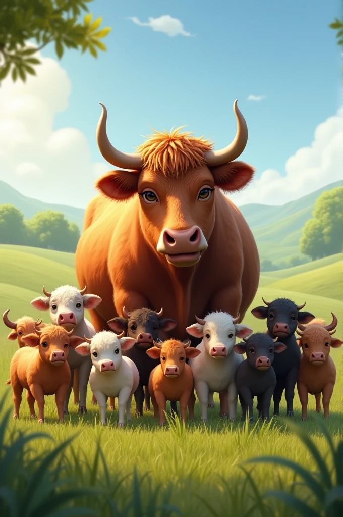 Cow with 9 calves