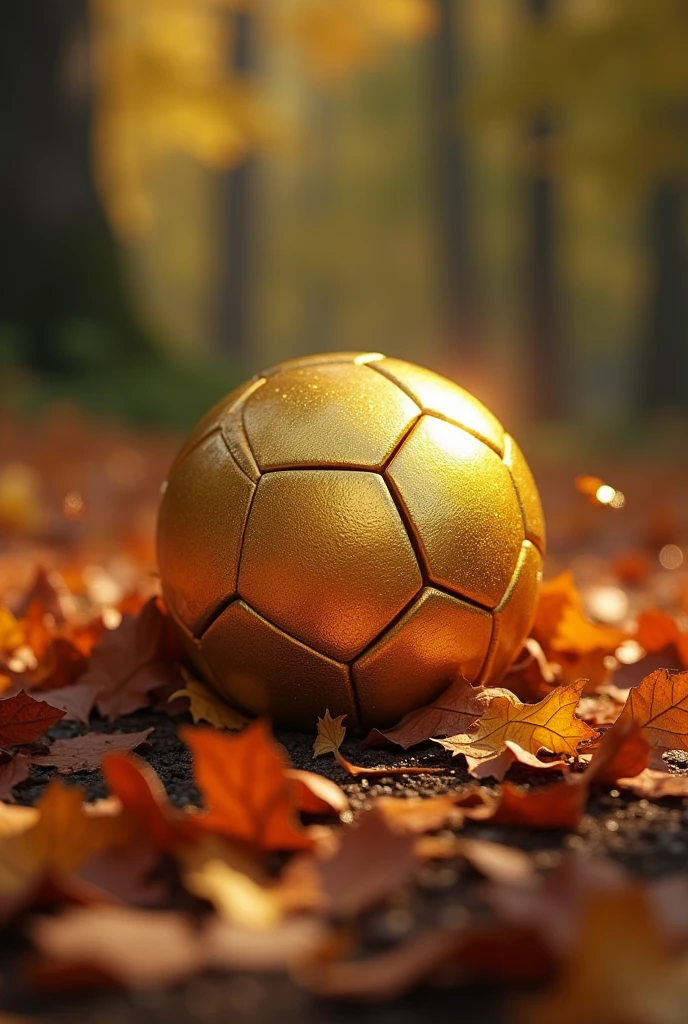 I found a golden football under the bunch of leaf