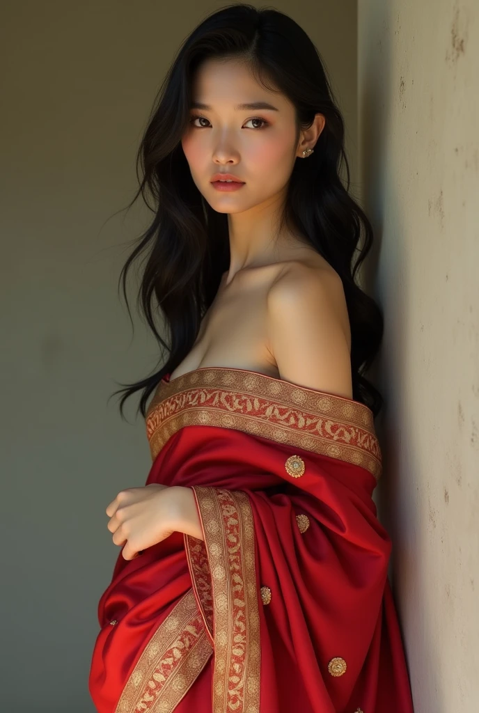 Chinese girl wore saree nude