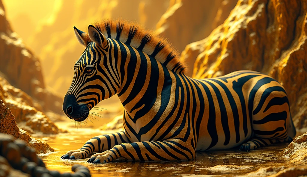 zebra print on a Golden background with 黑色的 and white stripes, surreal 黑色的 and Golden, 黑色的 and Golden colors, Golden and 黑色的, Tiger Skin, 黑色的 and Golden, Tiger Stripes, Very abstract, Abstract ripples background, the madness of mono-Golden,Goldens and 黑色的s, Golden background, Golden. Golden, skin, Smooth organic pattern