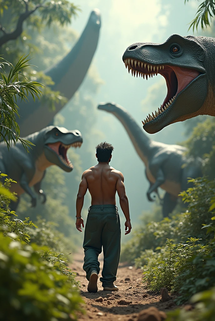 The prabhas with dinosaurs