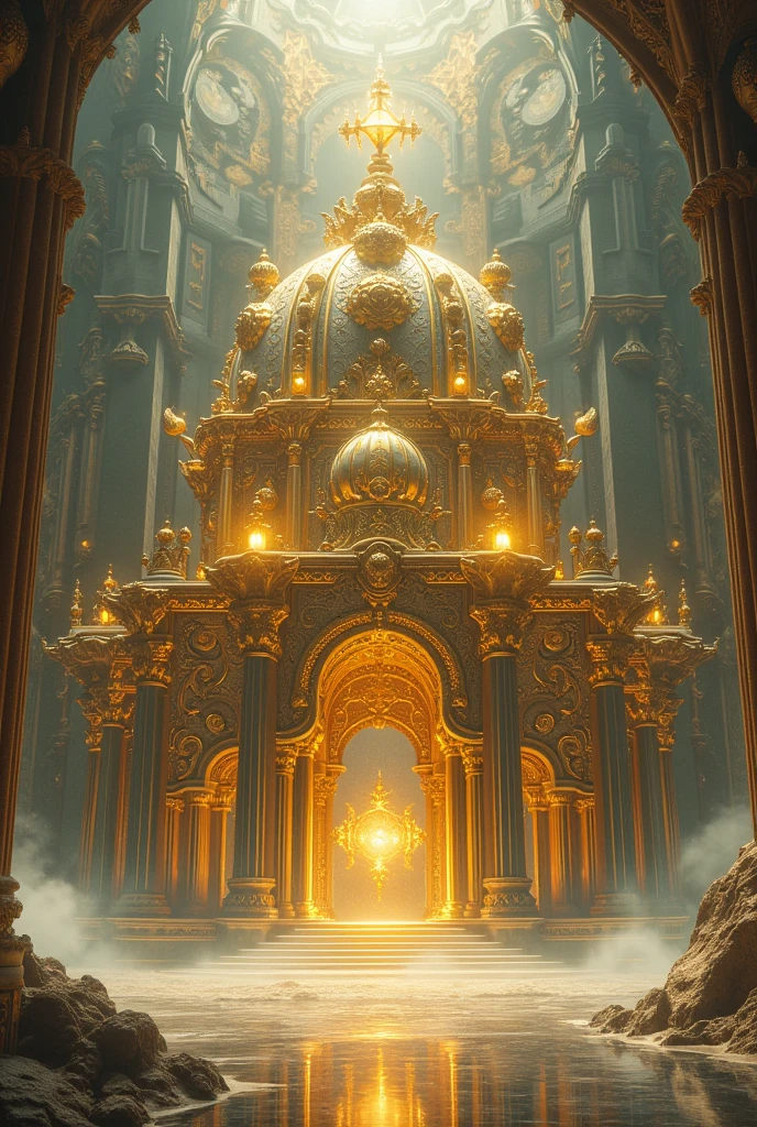 Legendary photo of heaven Palace made of gold and silver and pearls without women angel where is written the text "Wise Choice"