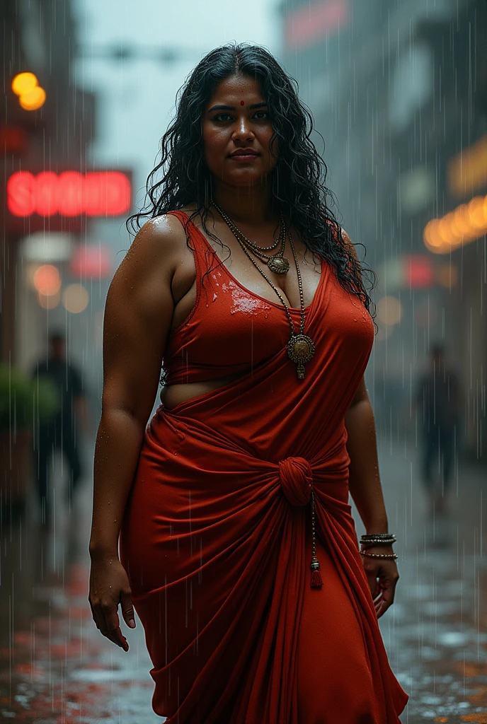 Indian mom wet in rain, mom, big boobs, busty.