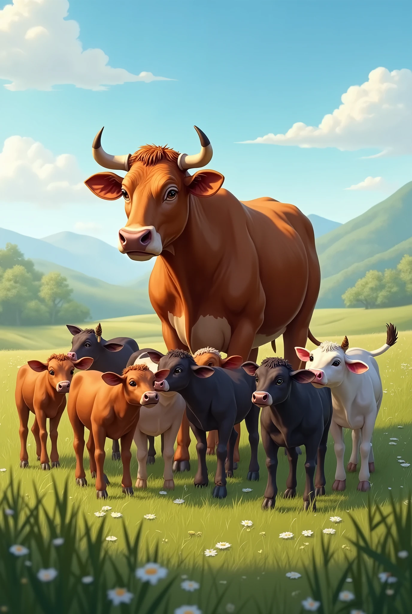 Cow with 9 calves suckling