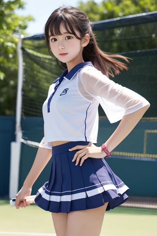 Cute Girls､high school girl､Idol､Tennis Wear､mini skirt､See-through､Fluttering in the wind