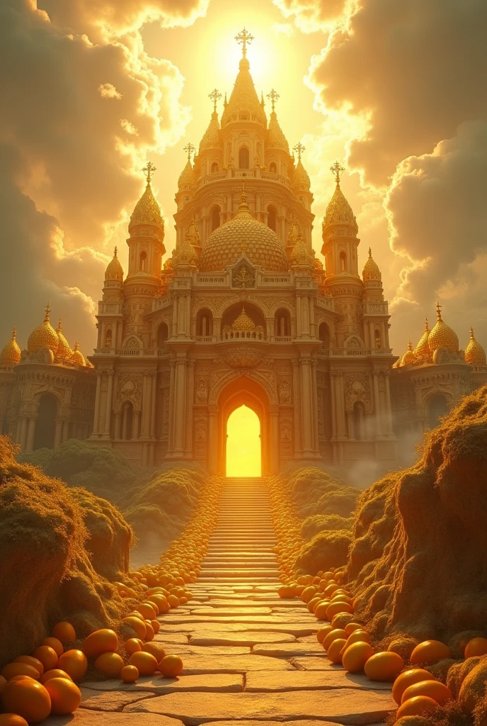 Legendary photo of heaven Palace made of Mango without women angel where is written the text "Wise Choice"