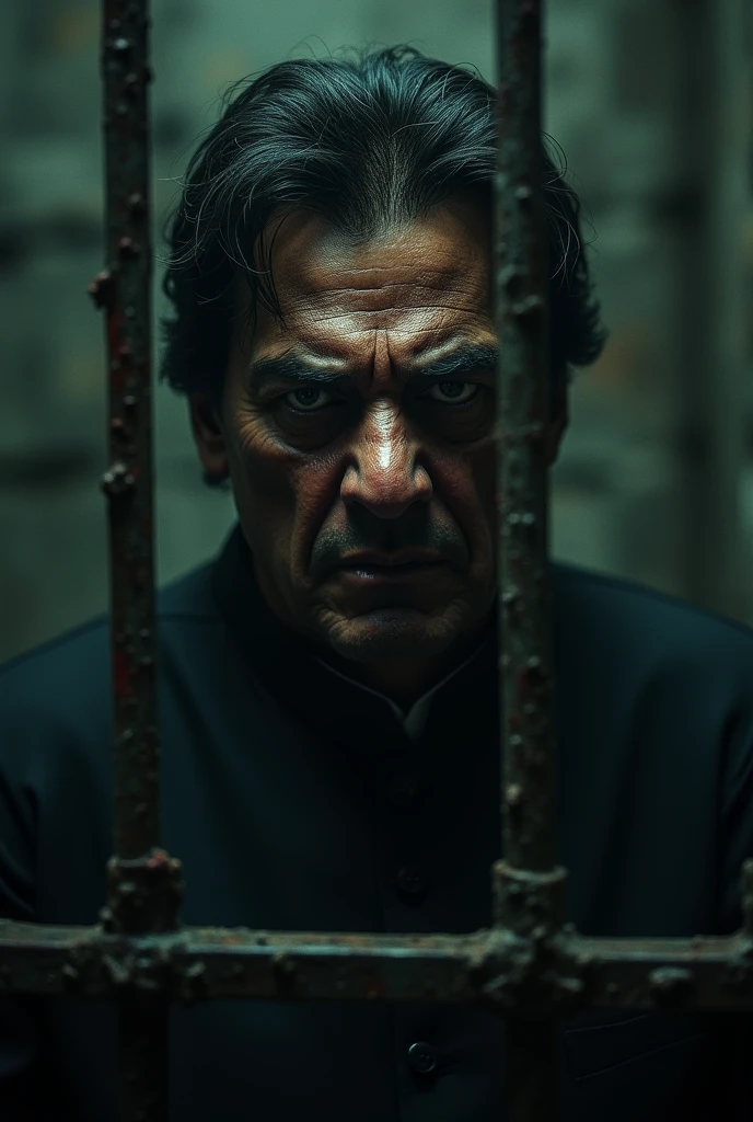 Imran Khan in a jail with Devil look 
