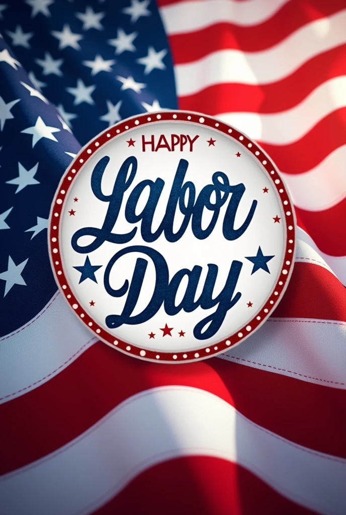 a beautiful design of labour day in USA. use white, red and blue colors on the entire design including the fonts and objects. Write on it "happy labor day". Put the the flag in a strategic position but not the background. Use beautiful and nice fonts
